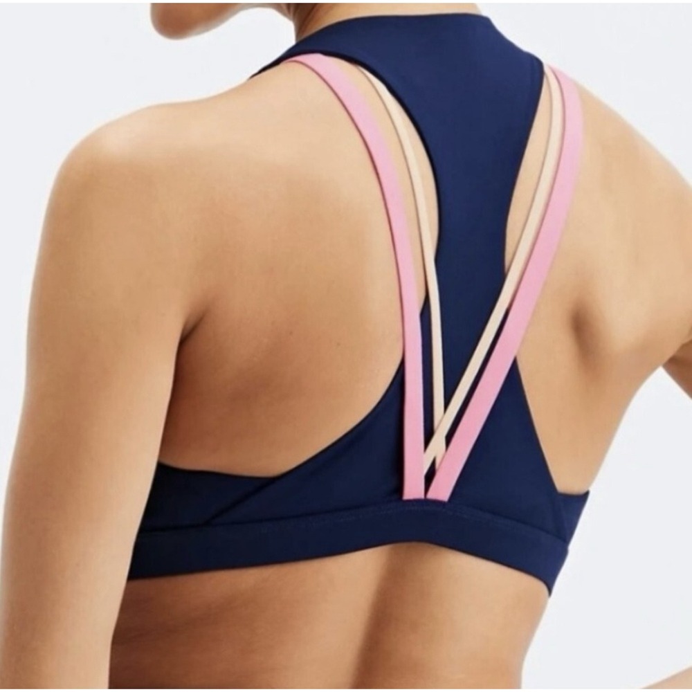 NWT Fabletics Womens XXL/1X‎ Kessler Medium Impact Sports Bra Deep Navy Multi